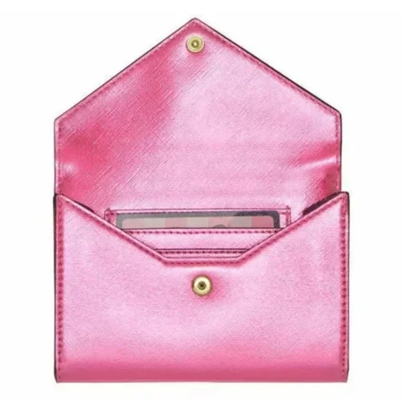 Victoria’s Secret Pink Jewel Metallic Envelope Pouch Wallet Snap Closure 🩷🖤 - Picture 3 of 14